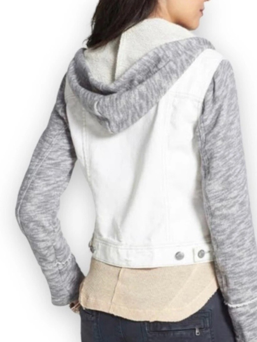 Free People Knit Hooded Denim Jacket - Picture 2 of 16